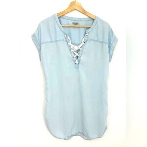 Aerie Lace-Up Chambray Mini Dress